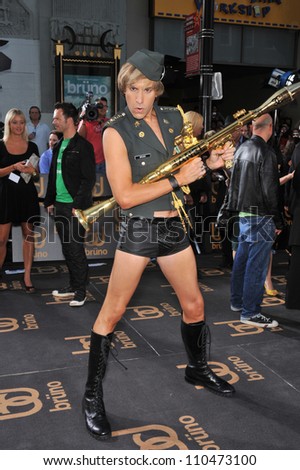 LOS ANGELES, CA - JUNE 25, 2009: Sacha Baron Cohen as his character Bruno, at the Los Angeles premiere of his new movie \