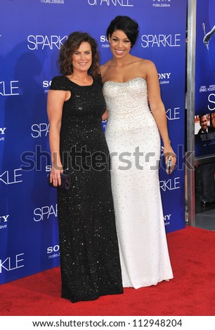 LOS ANGELES, CA - AUGUST 16, 2012: Jordin Sparks & mother at the world premiere of her movie \