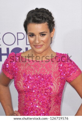 LOS ANGELES, CA - JANUARY 9, 2013: Glee star Lea Michele at the People\'s Choice Awards 2013 at the Nokia Theatre L.A. Live.