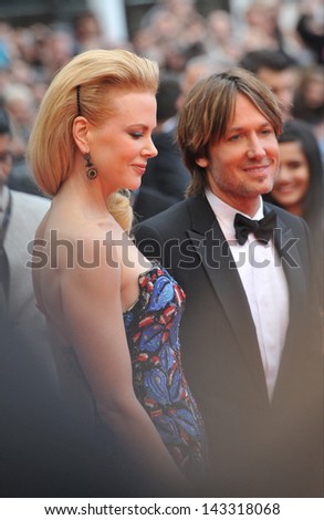 CANNES, FRANCE - MAY 19, 2013: Nicole Kidman & husband Keith Urban at the gala screening for \