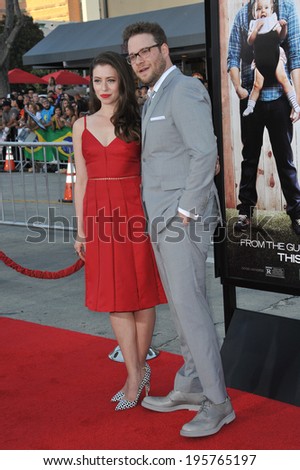 LOS ANGELES, CA - APRIL 28, 2014: Seth Rogen & wife Lauren Miller at the world premiere of his movie \