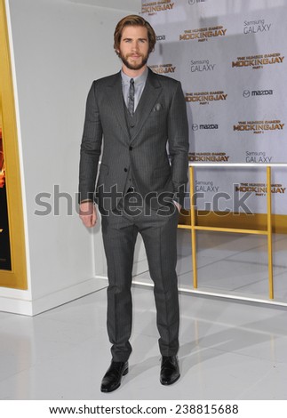 LOS ANGELES, CA - NOVEMBER 17, 2014: Liam Hemsworth at the Los Angeles premiere of his movie \