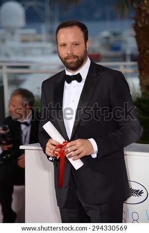 CANNES, FRANCE - MAY 24, 2015: Director Yorgos Lanthimos - winner of the Jury Prize - at the winners\' photocall at the 68th Festival de Cannes.