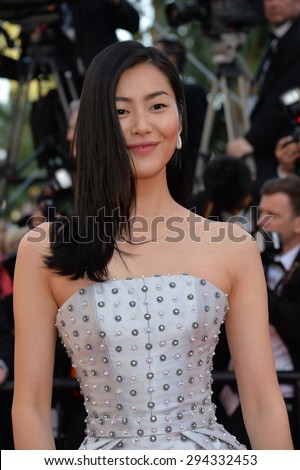 CANNES, FRANCE - MAY 22, 2015: Liu Wen at the gala premiere of \