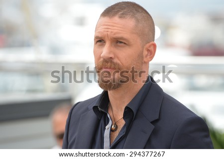 CANNES, FRANCE - MAY 14, 2015: Tom Hardy at the photocall for his movie 