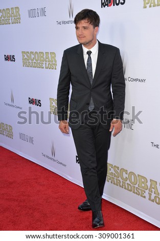 LOS ANGELES, CA - JUNE 22, 2015: Actor Josh Hutcherson at the Los Angeles premiere of his movie \