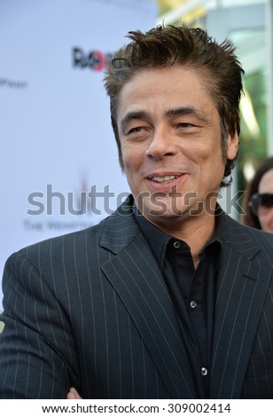 LOS ANGELES, CA - JUNE 22, 2015: Actor Benicio Del Toro at the Los Angeles premiere of his movie \