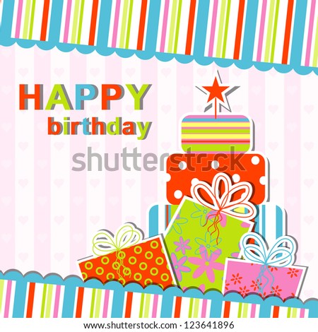Template Birthday Greeting Card Stock Photo 123641896 : Shutterstock