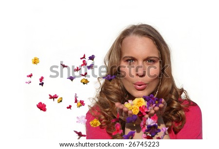 Happy spring flower woman