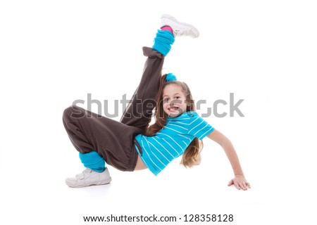 Similar – Image, Stock Photo Flexible female dancer doing splits in studio