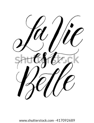 French Quote La Vie Est Belle Meaning Life Is Beautiful. Unique Hand ...