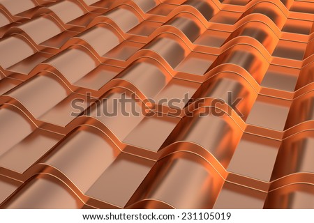 Metal tile close-up./The coating material for the roof