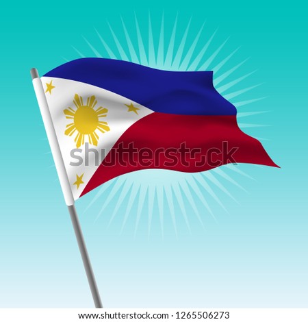 Waving flag of Philippines. Vector drawing illustration of flag.