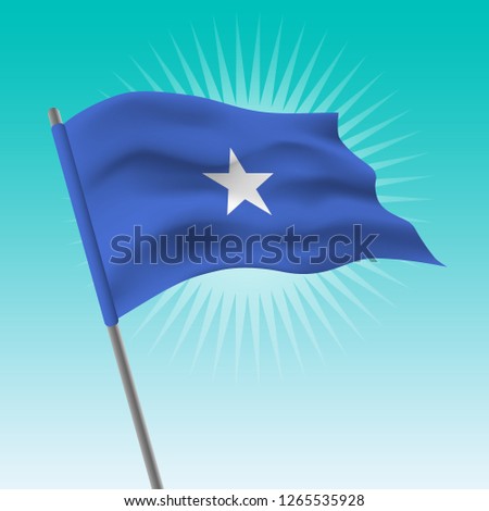Waving flag of Somalia. Vector drawing illustration of flag.