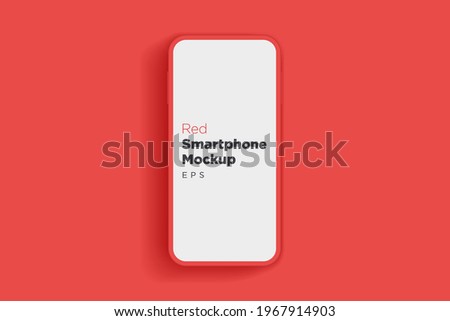 Modern red mock up smartphone for presentation, information graphics, app display, top view eps vector format.