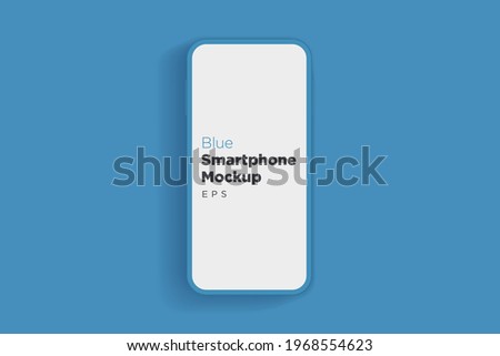 Modern blue mock up smartphone for presentation, information graphics, app display, top view eps vector format.