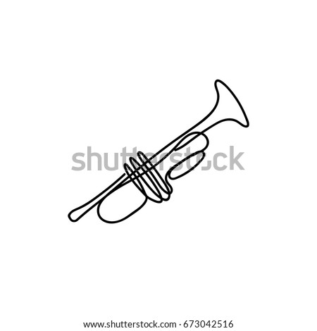 One line trumpet design - Hand drawn minimalism style vector illustration.