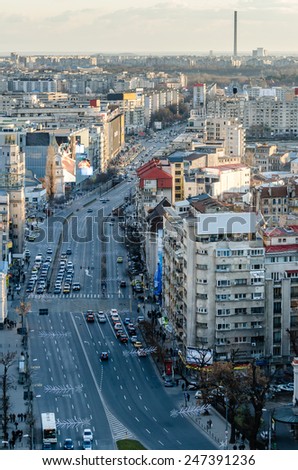 Bucharest street view up/ street Bucharest/