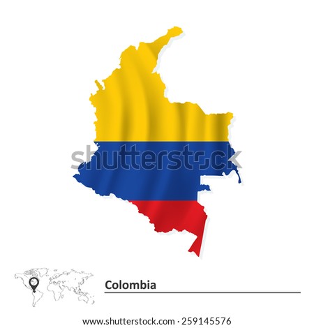 Map of Colombia with flag - vector illustration