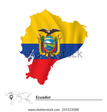 Map of Ecuador with flag - vector illustration