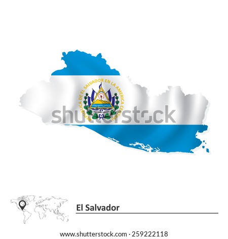 Map of El Salvador with flag - vector illustration