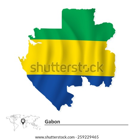Map of Gabon with flag - vector illustration
