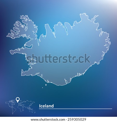 Map of Iceland - vector illustration