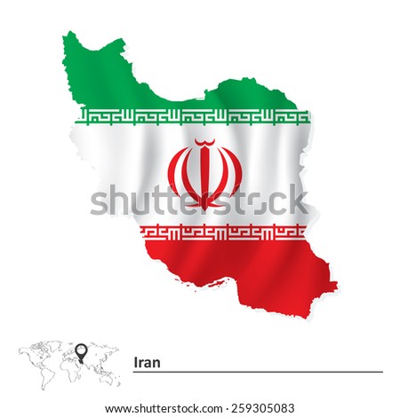 Map of Iran with flag - vector illustration