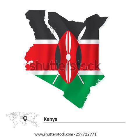 Map of Kenya with flag - vector illustration
