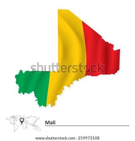 Map of Mali with flag - vector illustration