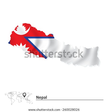 Map of Nepal with flag - vector illustration