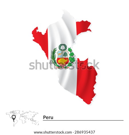 Map of Peru with flag - vector illustration
