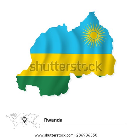 Map of Rwanda with flag - vector illustration