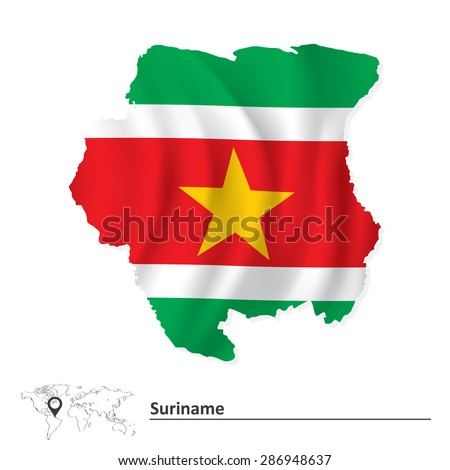 Map of Suriname with flag - vector illustration