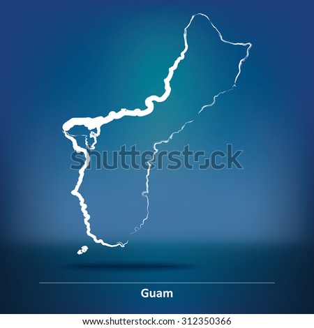 Doodle Map of Guam - vector illustration