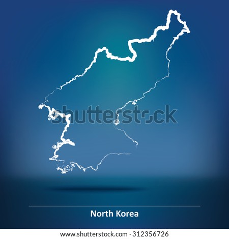 Doodle Map of North Korea - vector illustration