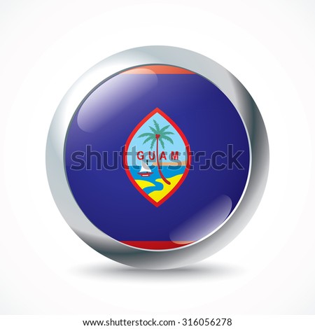 Guam flag button - vector illustration