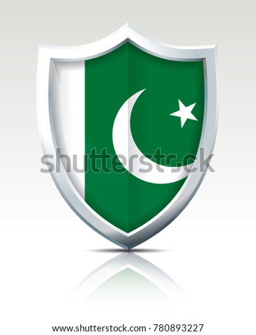 Shield with Flag of Pakistan - vector illustration