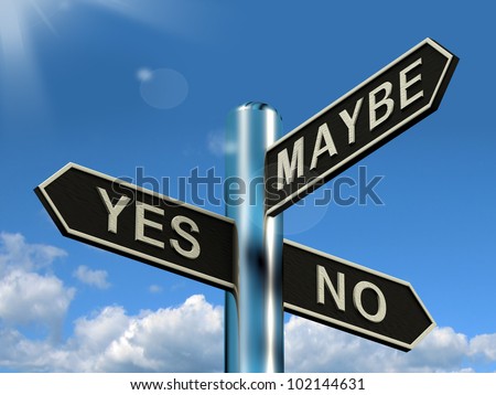 Yes No Maybe Signpost Shows Voting Decision Or Evaluation