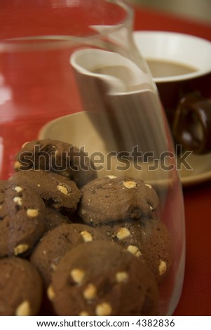Cookie jar and a cup of coffee