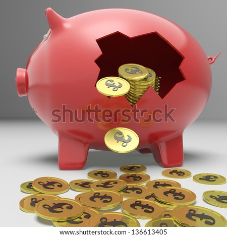 Broken Piggybank Shows Britain Bank Deposits Or Investments