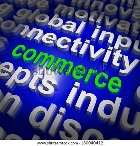 Commerce Word Cloud Showing Commercial Activities