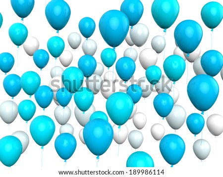 Floating Light Blue And White Balloons Showing Argentinean Celebration