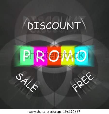 Advertising Words Displaying Promo Discount Sale or Free