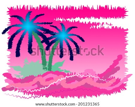 Tropical Island Showing Go On Leave And Palm Tree