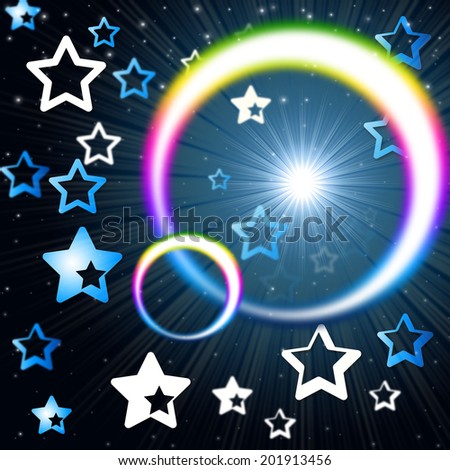 Rainbow Circles Background Meaning Glowing Star And Stars