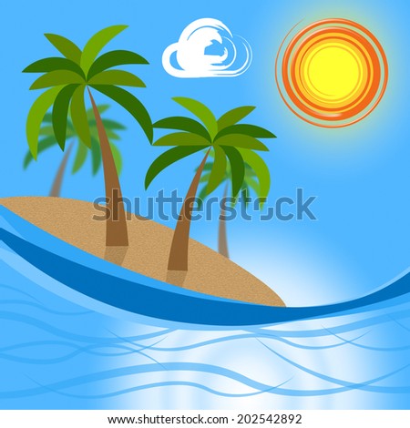 Tropical Island Representing Go On Leave And Coconut Palm