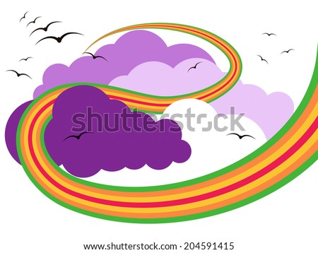 Clouds Background Representing Flock Of Birds And Birds In Flight