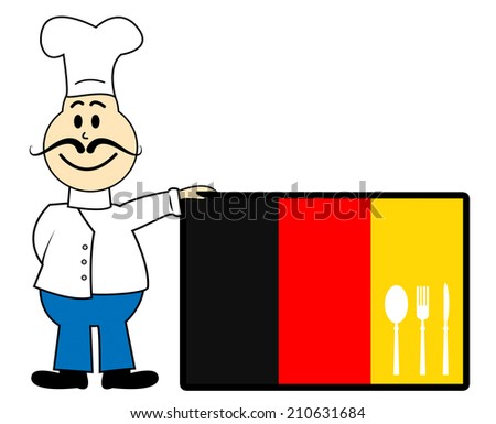 Germany Chef Indicating Cooking In Kitchen And Chef\'s Whites