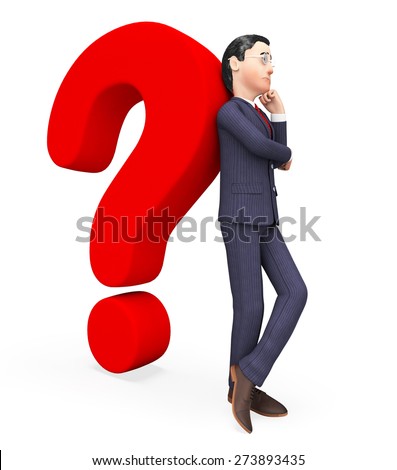 Confused Businessman Indicating Frequently Asked Questions And Not Sure
